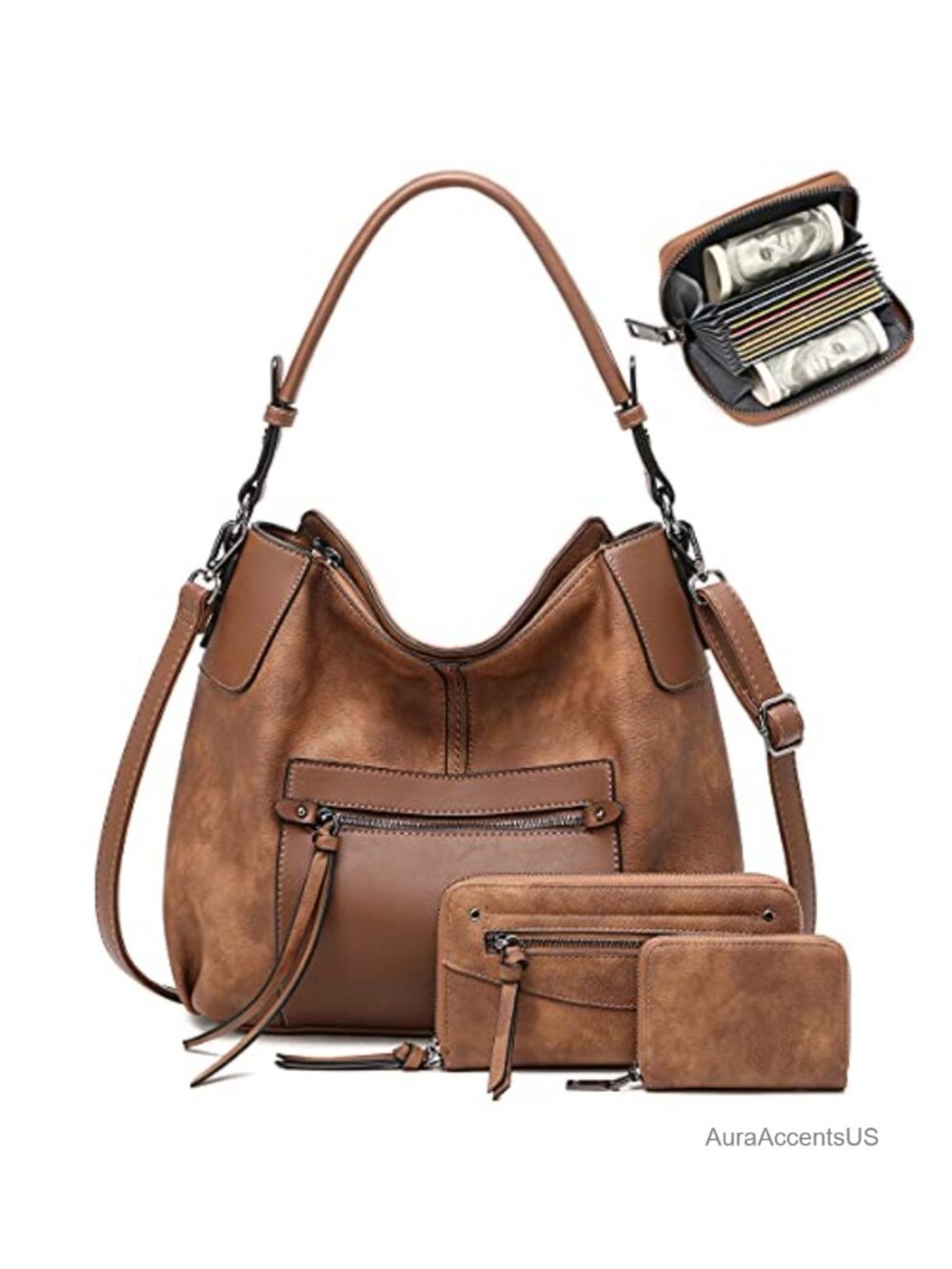 Hobo Bag for Women Vegan Leather Shoulder Crossbody Handbag Purse